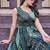 Women green bandhani printed pleated anarkali gown
