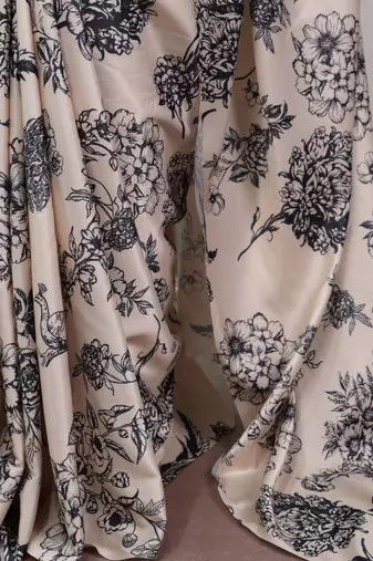 Off white glamlook satin silk printed saree