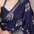Navy blue rich slub silk printes with zari border saree
