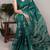 Parrot green rich slub silk printes with zari border saree