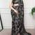 Black elegant satin silk printed saree