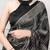 Black elegant satin silk printed saree