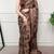 Brown elegant satin silk printed saree