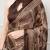 Brown elegant satin silk printed saree
