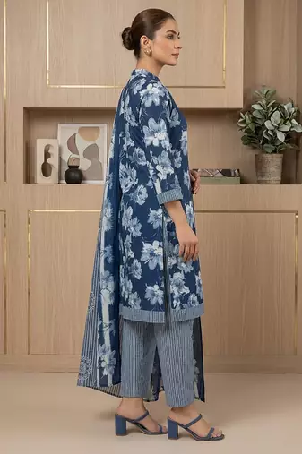 Printed cotton blend stitched geometric print salwar kurta dupatta for women