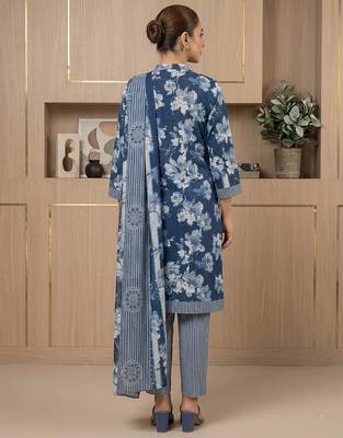 Printed cotton blend stitched geometric print salwar kurta dupatta for women 3