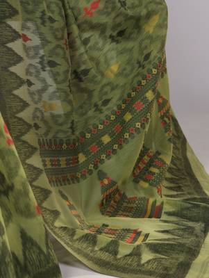 Mehendi soft poly cotton thread weaving work saree 4