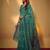 Teal soft poly cotton thread weaving work saree