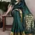 Green onam special raw silk zari weaving work saree