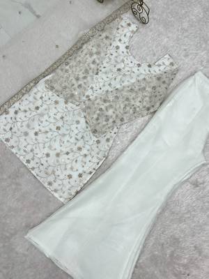 White Sequins Silk Festive Wear Pant Suit 9