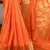 Orange onam special raw silk zari weaving work saree