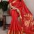 Red onam special raw silk zari weaving work saree
