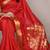 Red onam special raw silk zari weaving work saree