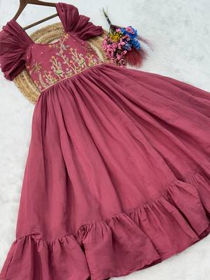 Stupendous Rose Pink Bead Work Chanderi Bridesmaid Dress 8