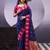 Navy blue smooth poly cotton zari weaving work saree