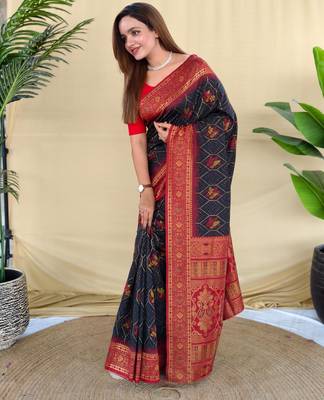 Black art silk  woven saree 2