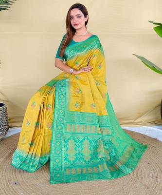 Lemon art silk  woven saree 4