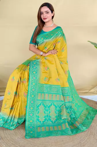 Lemon art silk  woven saree