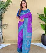 Purple art silk  woven saree