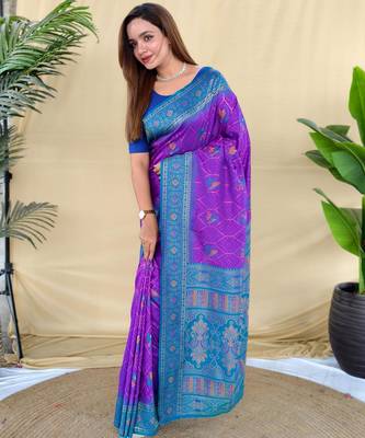 Purple art silk  woven saree 2