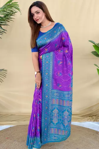 Purple art silk  woven saree