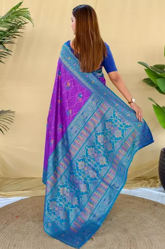 Purple art silk  woven saree