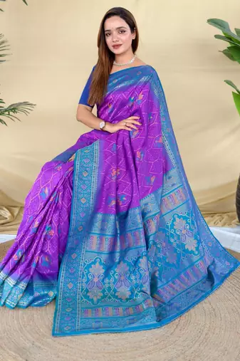 Purple art silk  woven saree