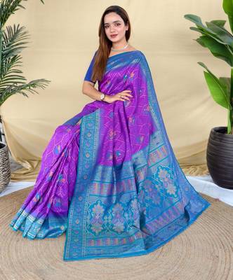 Purple art silk  woven saree 5