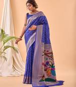 Blue art silk  woven saree