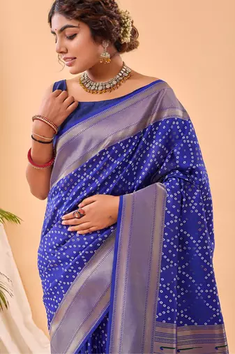 Blue art silk  woven saree