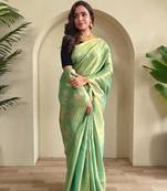 Rama green art silk  woven saree