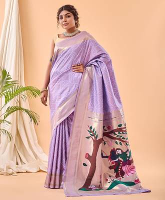 Lavender art silk  woven saree 1