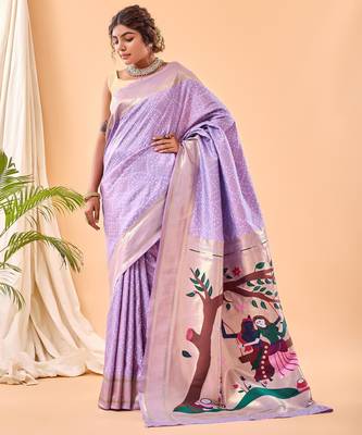 Lavender art silk  woven saree 2