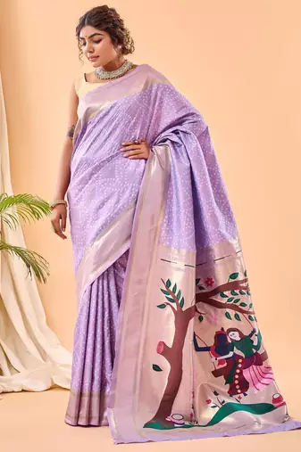 Lavender art silk  woven saree