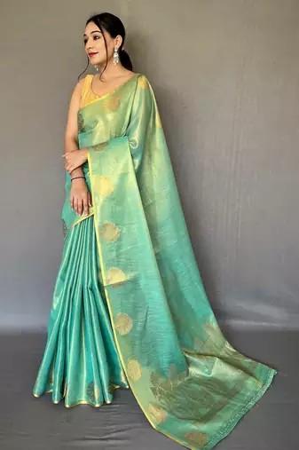 Rama green art silk  woven saree