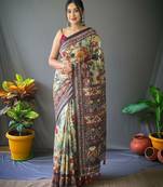 Rama green art silk  woven saree