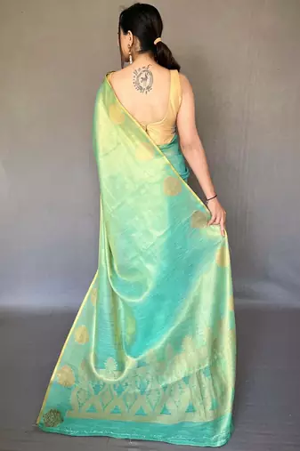 Rama green art silk  woven saree
