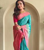 Rama green art silk  woven saree