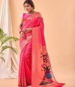 Pink art silk  woven saree