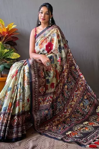 Rama green art silk  woven saree