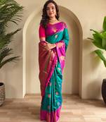 Rama green art silk  woven saree
