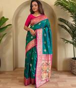 Rama green art silk  woven saree