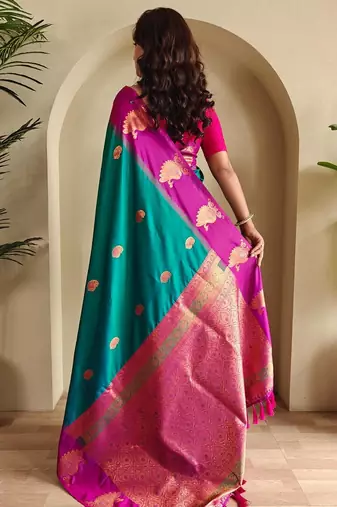 Rama green art silk  woven saree