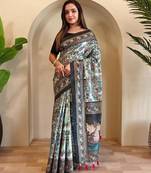 Rama green art silk  woven saree