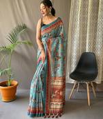 Rama green art silk  woven saree