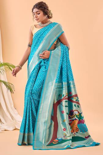 Sky blue art silk  woven saree
