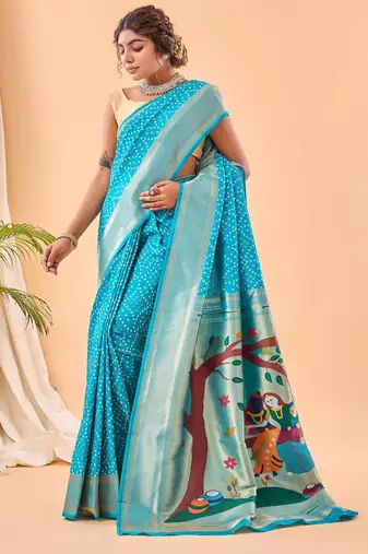 Sky blue art silk  woven saree