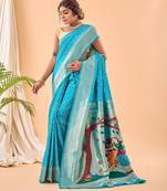 Sky blue art silk  woven saree