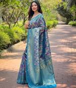 Rama green art silk  woven saree
