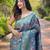 Rama green art silk  woven saree